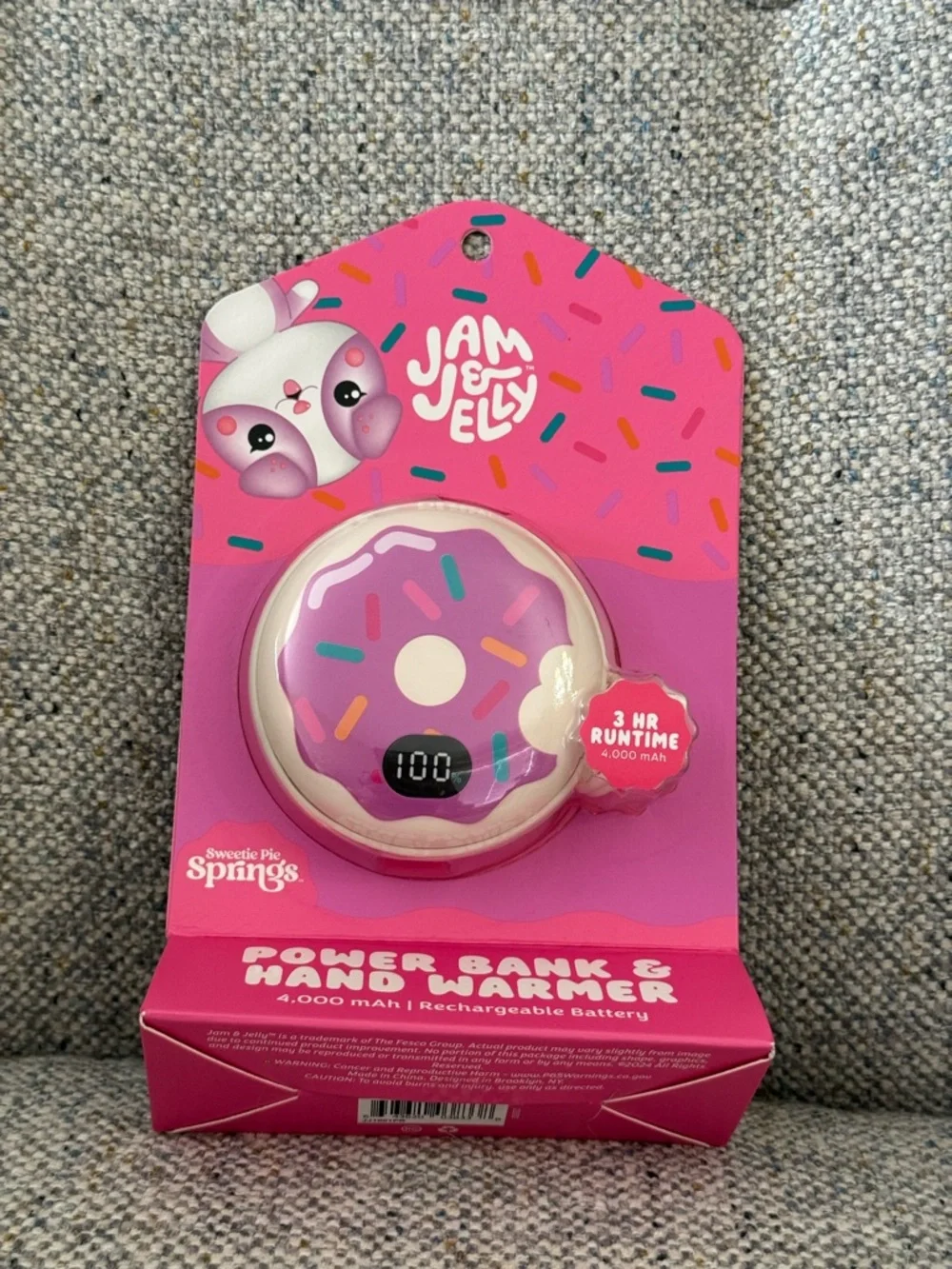 Jam & Jelly Rechargeable Hand Warmer & 4000mAh Power Bank NIB Dual USB